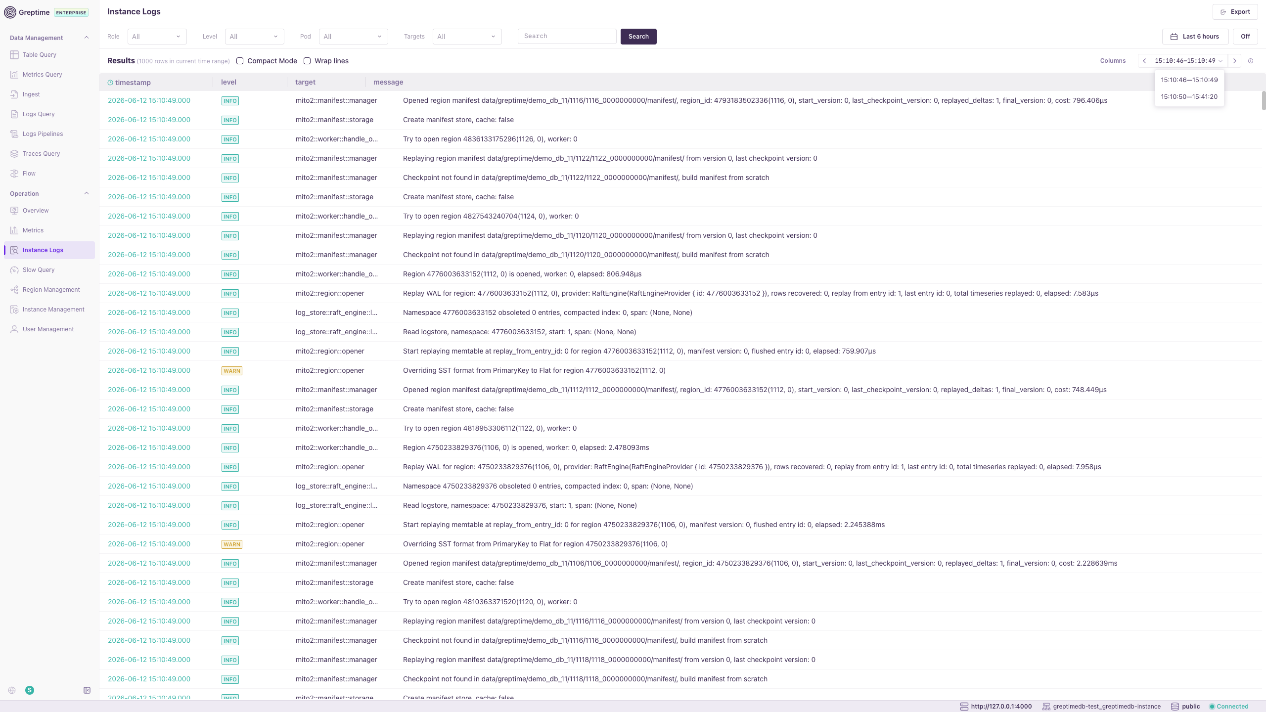 Instance Logs